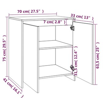 Dressoir 70x41x75 cm bewerkt hout betongrijs 8720286835173 9