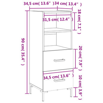 Dressoir 34,5x34x90 cm bewerkt hout gerookt eiken 8720845868444 12