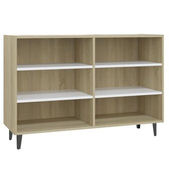 Dressoir 103,5x35x70 cm bewerkt hout wit en sonoma eikenkleurig 8720286358542 2