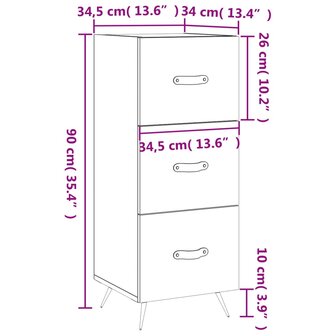 Dressoir 34,5x34x90 cm bewerkt hout betongrijs 8720845867478 12