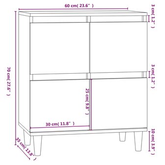 Dressoir 60x35x70 cm bewerkt hout hoogglans wit 8720845739287 10