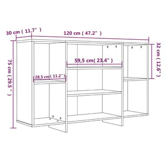 Dressoir 120x30x75 cm bewerkt hout bruin eikenkleur 8720286837511 7