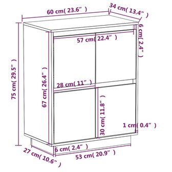 Dressoir 60x34x75 cm massief grenenhout honingbruin 8720286842041 9