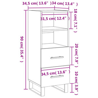 Dressoir 34,5x34x90 cm bewerkt hout gerookt eiken 8720845868680 12