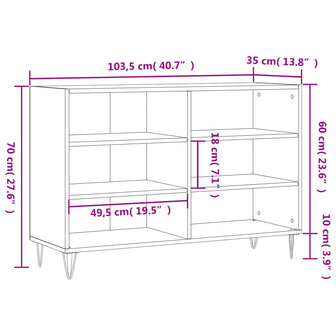 Dressoir 103,5x35x70 cm bewerkt hout gerookt eikenkleurig 8720845907167 9