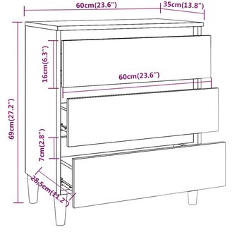 Dressoir 60x35x69 cm bewerkt hout gerookt eikenkleurig 8720286955710 8