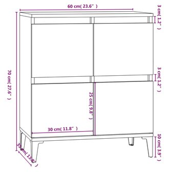 Dressoir 60x35x70 cm bewerkt hout wit 8720845739348 10