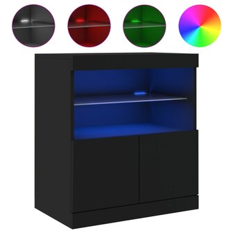 Dressoir met LED-verlichting 60x37x67 cm zwart 8721012252363 2