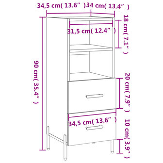 Dressoir 34,5x34x90 cm bewerkt hout gerookt eiken 8720845868529 12