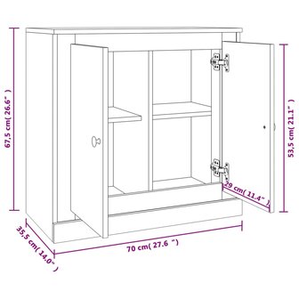 Dressoir 70x35x67,5 cm bewerkt hout hoogglans wit 8720845790769 10