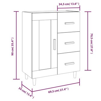 Dressoir 69,5x34x90 cm bewerkt hout bruin eikenkleur 8720287085027 10