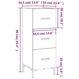 Dressoir 34,5x34x90 cm bewerkt hout sonoma eiken 8720845867782 12