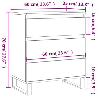 Dressoir 60x30x75 cm bewerkt hout grijs sonoma eikenkleurig 8720845907730 11