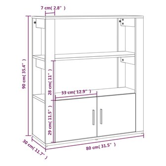 Dressoir 80x30x90 cm bewerkt hout betongrijs 8720287223603 10