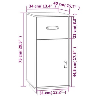 Dressoir 34x40x75 cm massief grenenhout 8720287205159 11