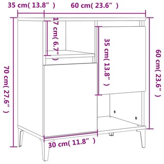 Dressoir 60x35x70 cm bewerkt hout zwart 8720845739195 10