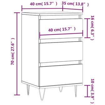 Dressoir 40x35x70 cm bewerkt hout zwart 8720845873202 11