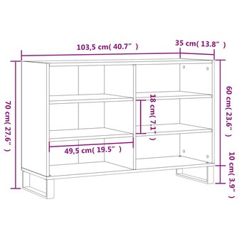 Dressoir 103,5x35x70 cm bewerkt hout betongrijs 8720845907235 9