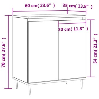 Dressoir 60x30x75 cm bewerkt hout grijs sonoma eikenkleurig 8720845439149 11