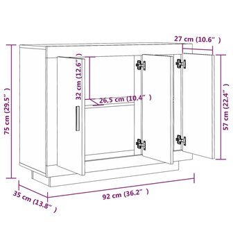 Dressoir 92x35x75 cm bewerkt hout zwart 8720286966372 8