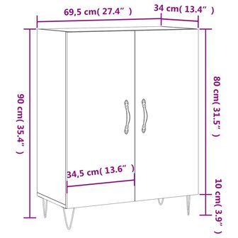 Dressoir 69,5x34x90 cm bewerkt hout sonoma eikenkleurig 8720845863227 12