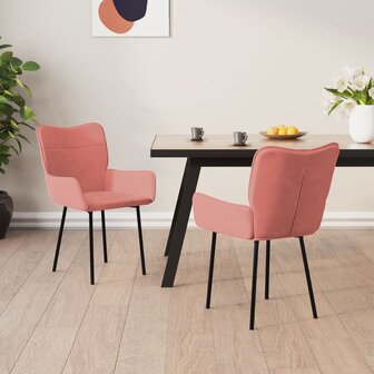 Eetkamerstoelen 2 st fluweel roze 8720287109327 1