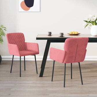 Eetkamerstoelen 2 st fluweel roze 8720287108917 1