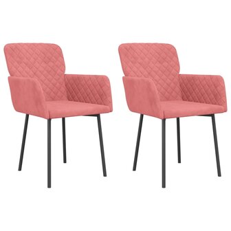 Eetkamerstoelen 2 st fluweel roze 8720287108917 2