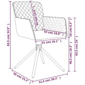 Eetkamerstoelen draaibaar 2 st fluweel bruin 8720287109068 10