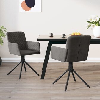 Eetkamerstoelen draaibaar 2 st fluweel donkergrijs 8720287108993 1