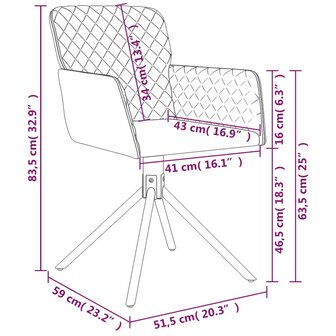 Eetkamerstoelen draaibaar 2 st fluweel donkergrijs 8720287108993 10