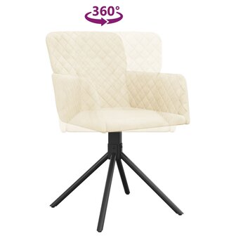 Eetkamerstoelen draaibaar 2 st fluweel cr&egrave;mekleurig 8720287109075 8