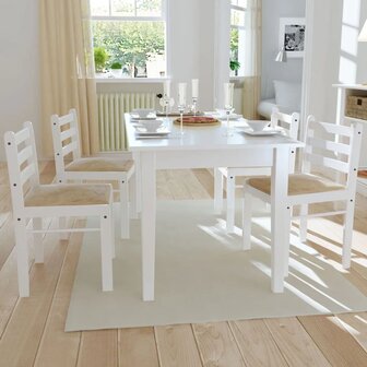 Eetkamerstoelen 4 st massief rubberwood en fluweel wit 8718475933090 1