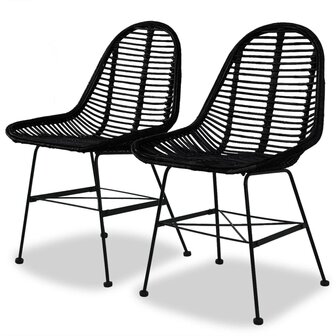 Eetkamerstoelen 2 st natuurlijk rattan zwart 8718475568865 1