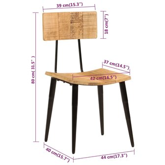 Eetkamerstoelen 2 st 44x40x80 cm massief mangohout 8720287178798 7