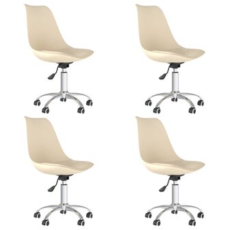 Eetkamerstoelen 4 st draaibaar stof cr&egrave;mekleurig 8720286721360 2