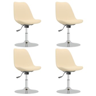 Eetkamerstoelen 4 st draaibaar stof cr&egrave;mekleurig 8720286676684 2