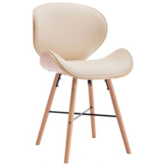 Eetkamerstoelen 2 st kunstleer en gebogen hout cr&egrave;me 8719883666501 3