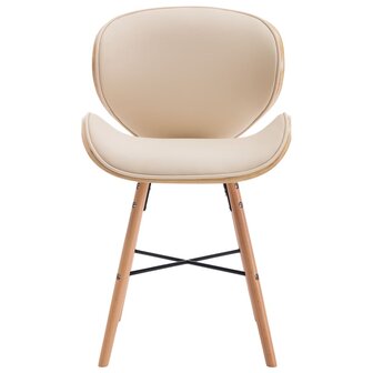 Eetkamerstoelen 2 st kunstleer en gebogen hout cr&egrave;me 8719883666501 4