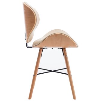 Eetkamerstoelen 2 st kunstleer en gebogen hout cr&egrave;me 8719883666501 5