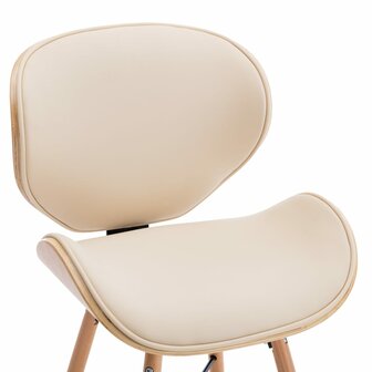 Eetkamerstoelen 2 st kunstleer en gebogen hout cr&egrave;me 8719883666501 7