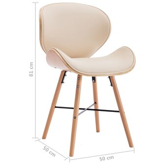 Eetkamerstoelen 2 st kunstleer en gebogen hout cr&egrave;me 8719883666501 8