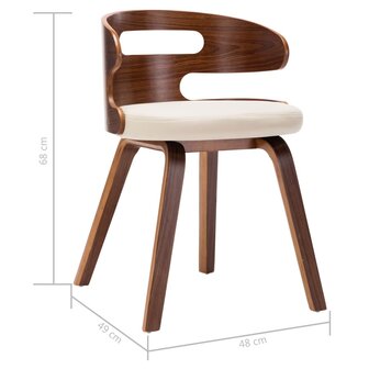 Eetkamerstoelen 2 st gebogen hout en kunstleer cr&egrave;mekleurig 8719883666136 7