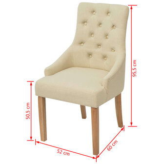 Eetkamerstoelen 2 st stof cr&egrave;me 8718475525264 6