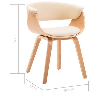 Eetkamerstoelen 2 st gebogen hout en kunstleer cr&egrave;mekleurig 8719883751214 8