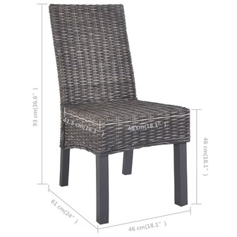 Eetkamerstoelen 6 st kubu rattan en mangohout bruin 8718475715931 8