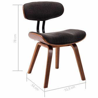 Eetkamerstoelen 4 st gebogen hout en stof grijs 8719883751092 8