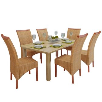 Eetkamerstoelen 6 st natuurlijk rattan bruin 8718475550211 1