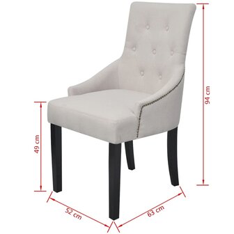 Eetkamerstoelen 6 st stof cr&egrave;megrijs 8718475978251 7