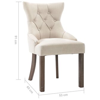 Eetkamerstoelen 6 st stof beige 8720286206775 8